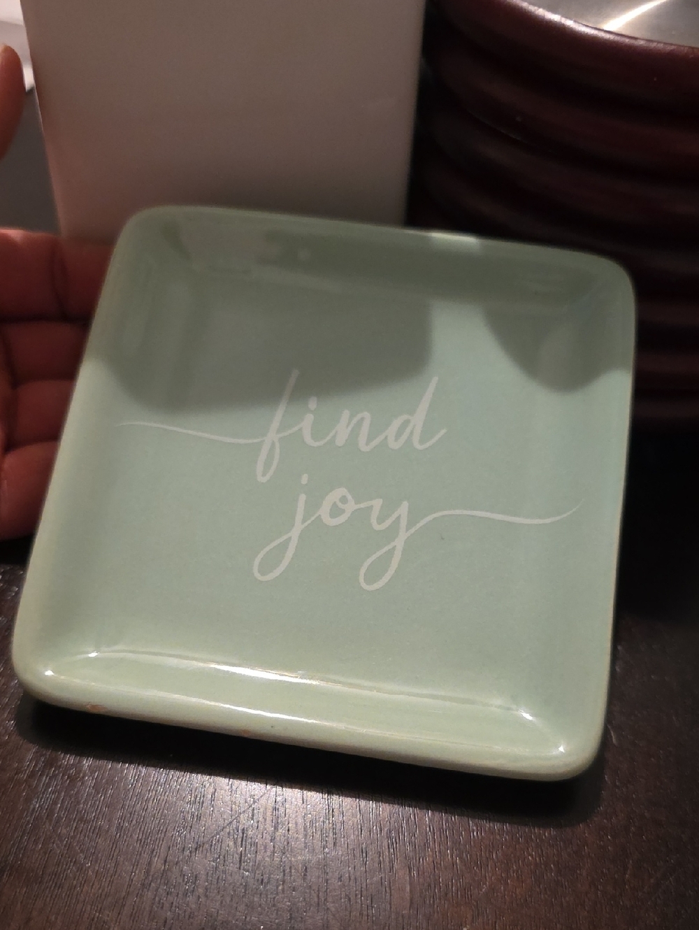Find Joy Mint Ceramic Trinket Dish